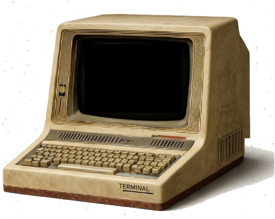 Terminal de computador retrô com prompt de comando Ping